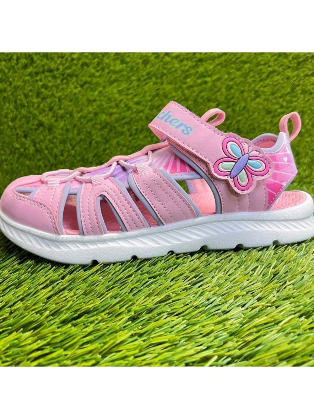 Skechers C-Flex 2.0 Dazzling Explorer Girls Size 4Y Pink Walking Outdoor Sandals